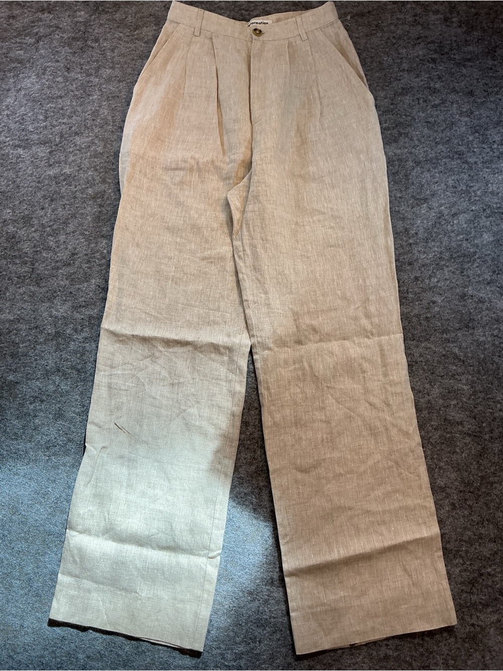 Reformation Elevated Basic Classic Linen-Twill Pleated Trousers Beige Size 2
